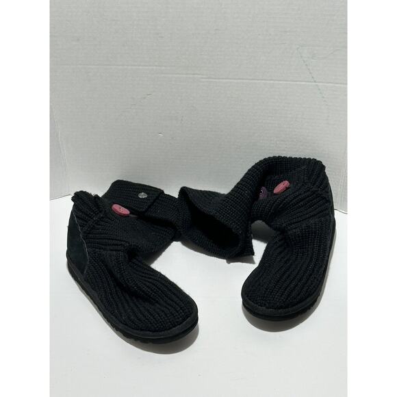 UGG CLASSIC CARDY 1967 KNIT BUTTON BLACK‎ TALL BOOTS US Sz 6 WOMEN Discontinued - Picture 4 of 13
